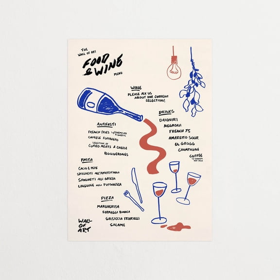 NO FRAME Food and Wine Menu Poster