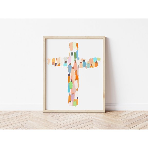 NO FRAME Modern Minimalist Christian Art of a Colorful Cross Poster