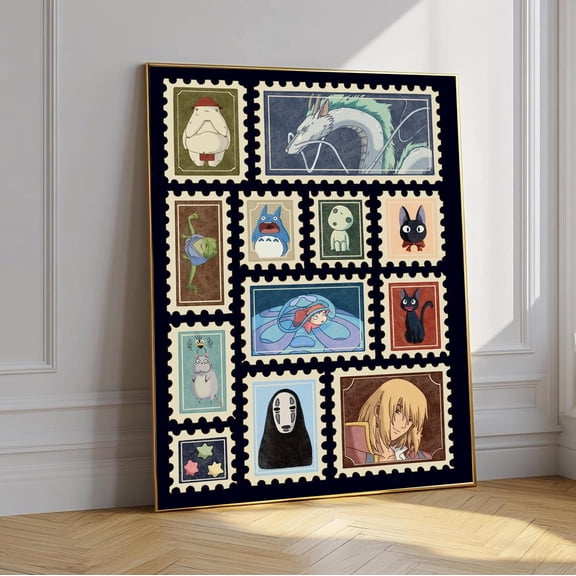 NO FRAME Studio Ghibli Characters Poster, Spirited Away Totoro Howl Anime Wall Art, Japanese Anime Collage Print, Ghibli Room Decor Gift