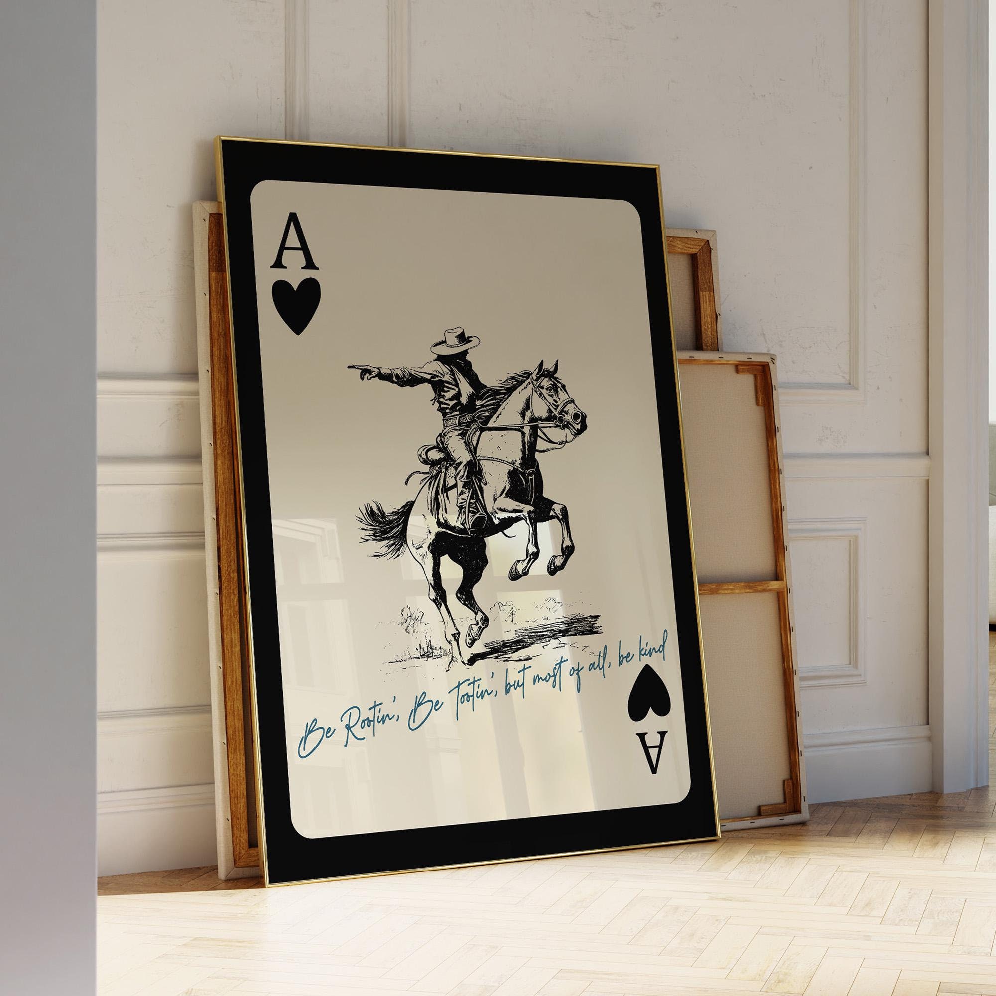 NO FRAME Vintage Cowboy Playing Card Poster: Retro Western Wall Art ...