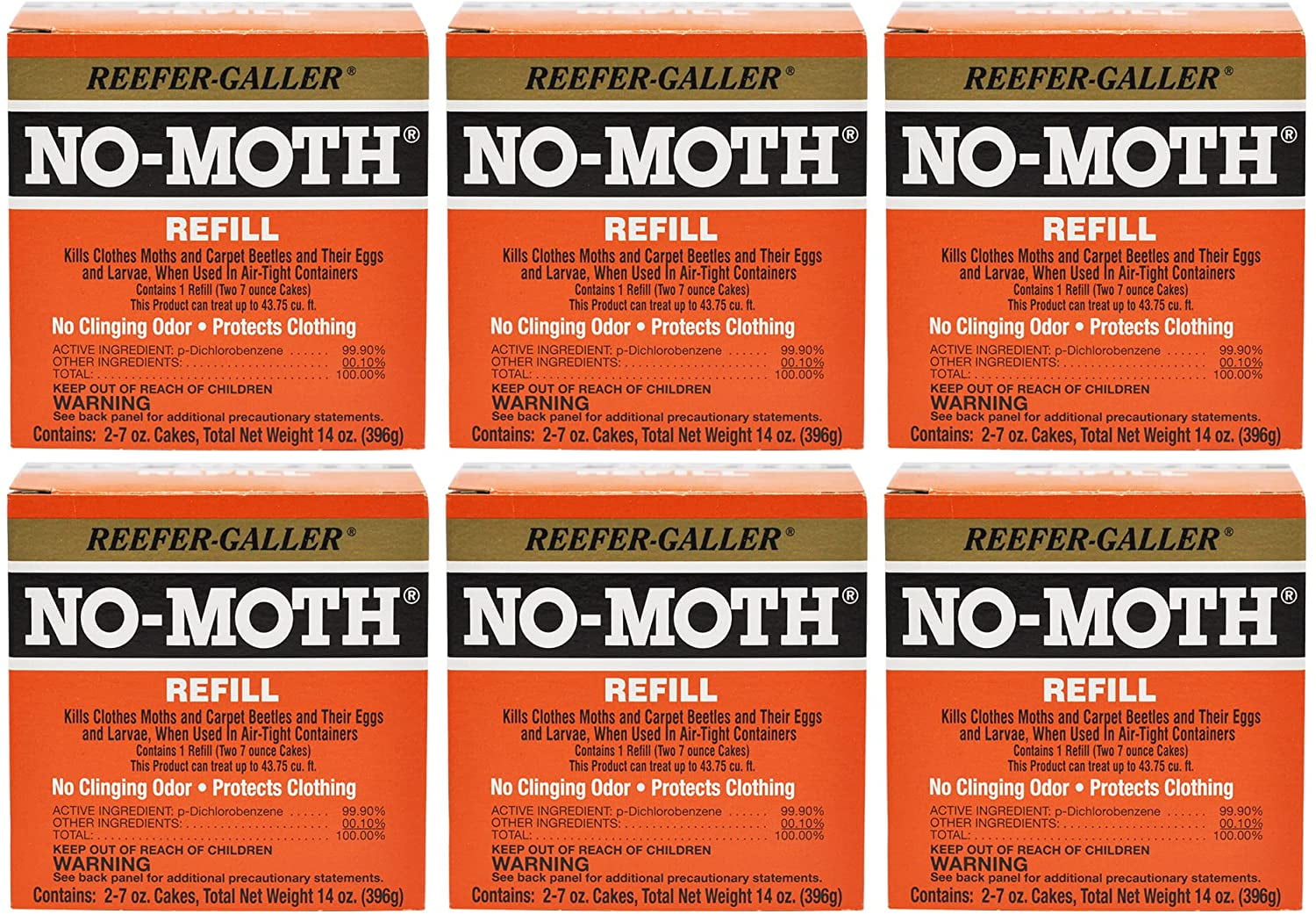 NOMoth Closet Hanger Moth Cake Refills 6 Pack NonOdorous Moth