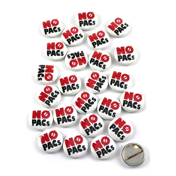 NO PACs Political Pinback Buttons - 1 Inch Round - 25 Pack