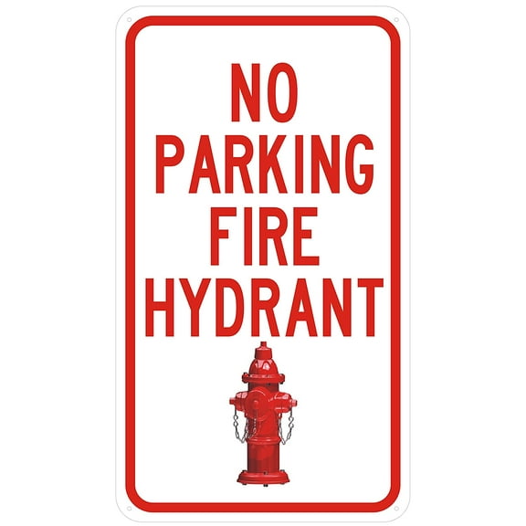 NO PARKING FIRE HYDRANT SIGN (WHITE ,Reflective Aluminum ,HEAVY DUTY,12X21, RUST Free )(ref-2022-4)
