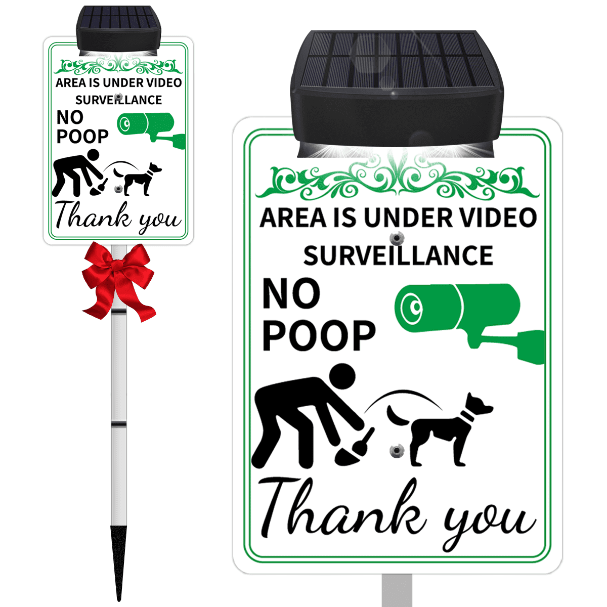 NO POOP Sign,Solar Yard Signs With Stakes,Pick Up After Your Dog Signs
