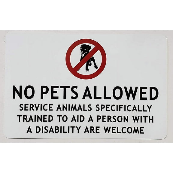 NO Pets Allowed Service Animals SPECIFICALLY Trained to AID A Person with Disability are Welcome Sign (White,5.5x8.5, Sticker)(ref-2022-4)