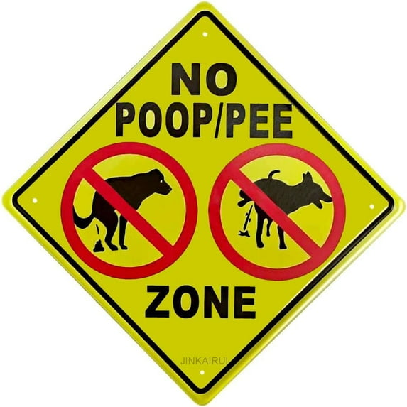 NO Poop, NO Pee Dog Sign, 12 x 12 Inches Funny Signs for Home Room Wall Decoration, Easy Mounting, Outdoor Indoor Use