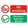 thumbnail image 1 of NO SMOKING E CIGS ALLOWED Metal Sign OR FOAMEX SMOKING/SITE SIGN Size: 8 x 12 Inch, 1 of 5