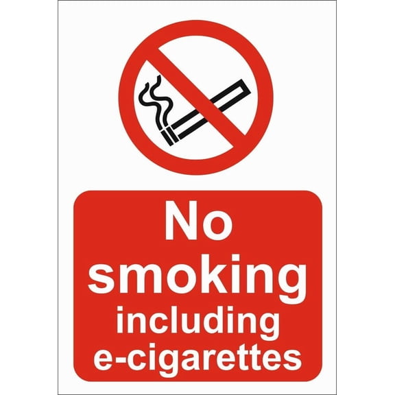 NO SMOKING INCLUDING E CIGS Metal Sign OR FOAMEX SMOKING/SITE SIGN Size: 8 x 12 Inch