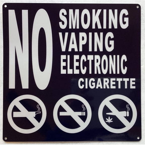 NO SMOKING NO VAPING NO ELECTRONIC CIGARETTE SIGN (BLACK,ALUMINIUM, SIZE 10X10 INCH, RUST FREE)
