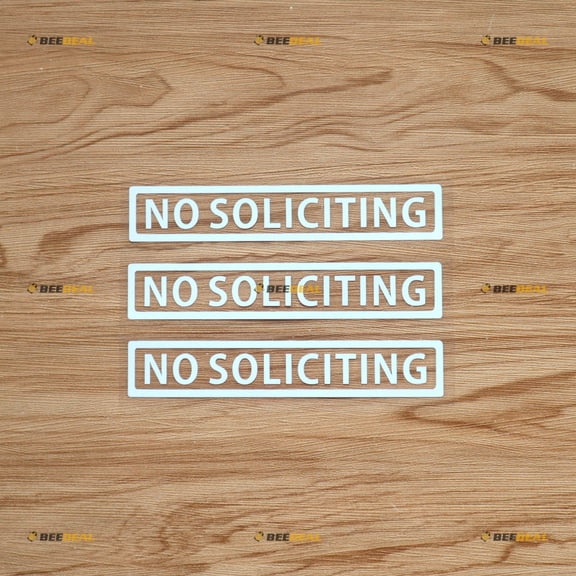 NO SOLICITING Sign Door Sticker Decal Vinyl Simple - 3 Pack White 6" - No Background Die-cut