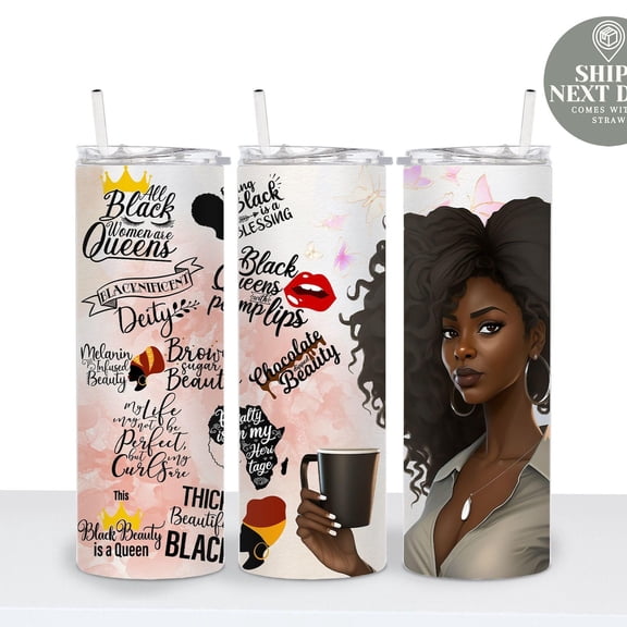 [NO STRAW] Black Woman Quotes Tumbler, Black Girl Affirmation Tumbler, Black Girl Magic Tumbler, Melanin Queen Tumbler, Afro American Women Gift