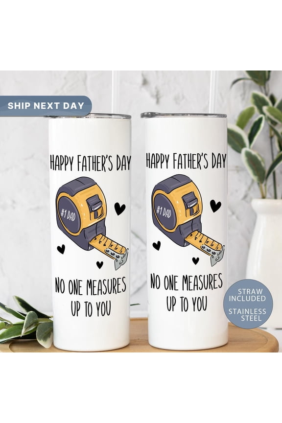 [NO STRAW] Father's Day 20oz Skinny Tumbler, Personalized #1 Dad Custom Tumbler, Unique Gift, Stainless Steel Drinkware for Dad(TM-103)