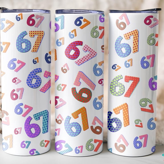 [NO STRAW] Funny Six Seven Tumbler, 20oz Skinny Tumbler with Humorous 6 7 Meme, Trendy Holiday Drinkware Gift, Playful Tumbler for Meme Lovers