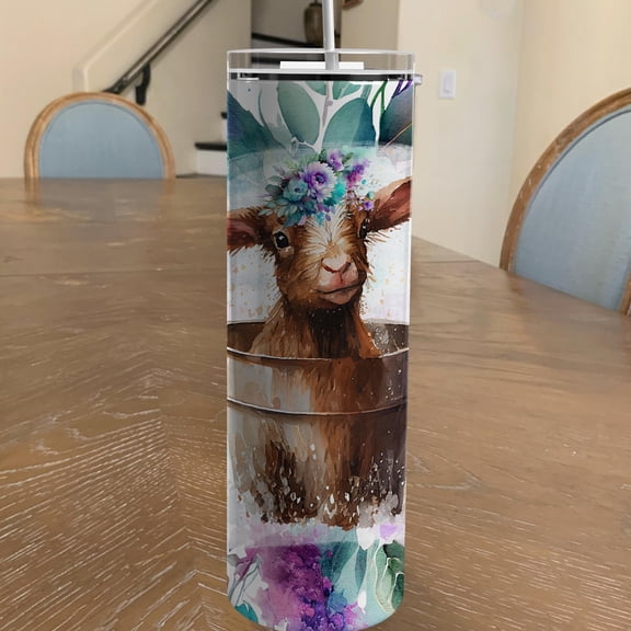 [NO STRAW] Goat in Washtub 20oz Tumbler: Western Farmhouse Drinkware