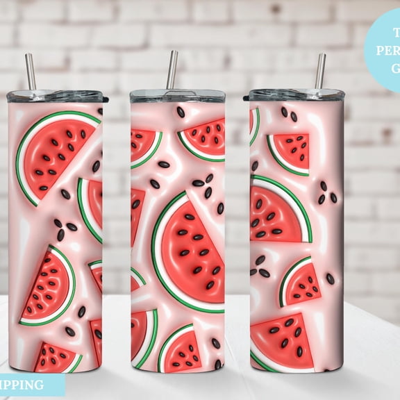 [NO STRAW] Watermelon Tumbler: 20oz Insulated Stainless Steel Cup
