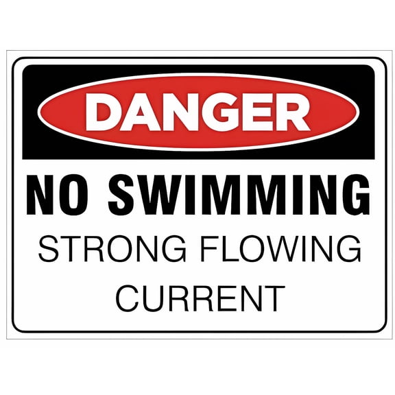 NO SWIMMING - STRONG FLOWING CURRENT Sign - 8"x12" General Safety Metal Tin Sign, Pool, Lake, Water Safety, Current Alert