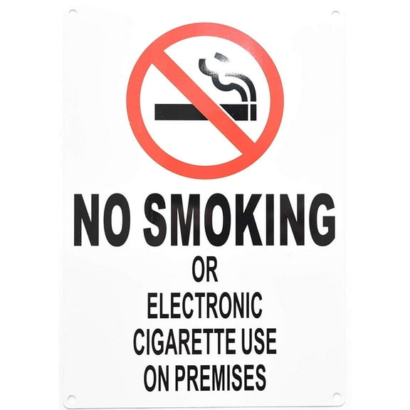 NO Smoking OR Electronic Cigarette USE ON Premises- NYC Smoke Free ACT Sign(White Backround, Aluminium 7X10-Rust Free)