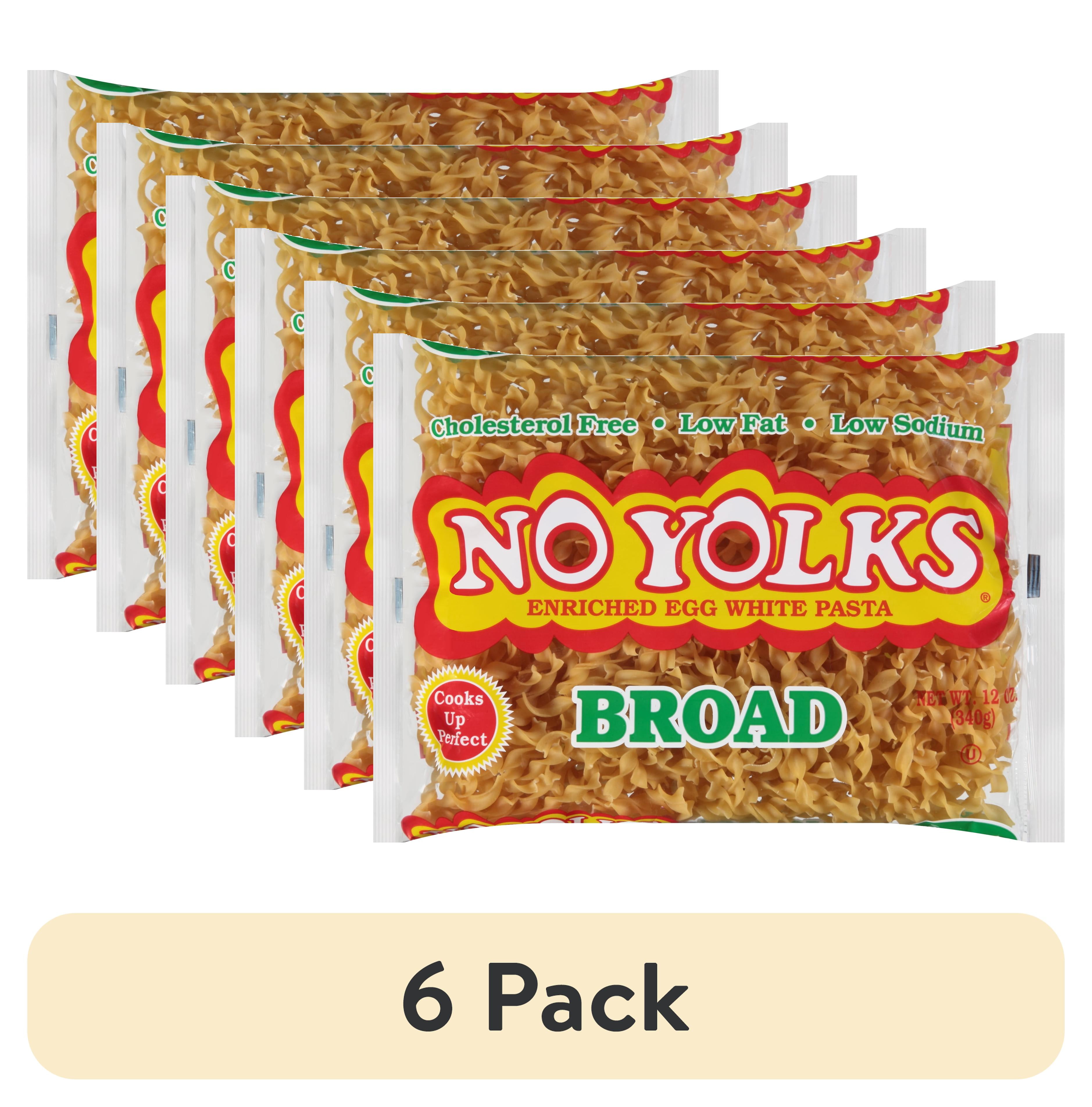 (6 pack) NO YOLKS Broad Egg White Noodles, 12 ounce poly bag
