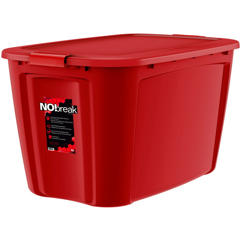 NO!break 42 Gallon Locking Lid Red Plastic Storage Tote and Lid with Red  Locking Latches - Set of 4