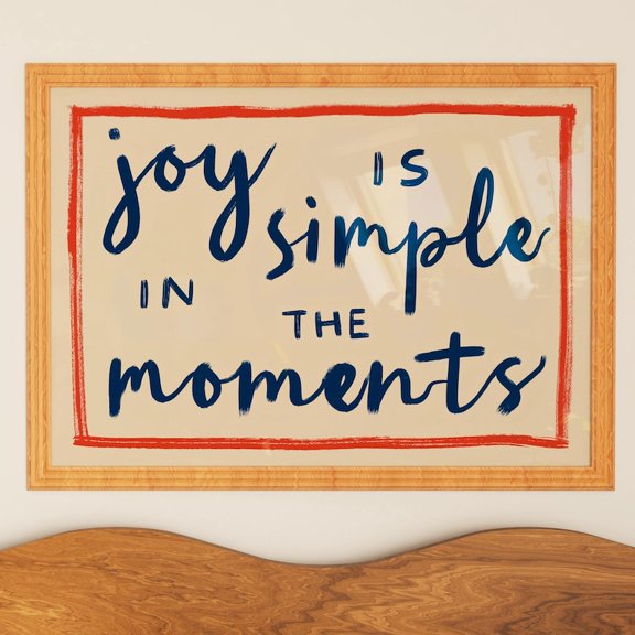 [NO frameless] Artevinadesign Joy Is Simple Typography Poster Inspirational Quote Art Minimal Retro Wall Decor Unframed