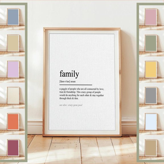 NO frameless DecorStudio Modern Minimalist Family Definition Wall Art Poster Print Multicolor