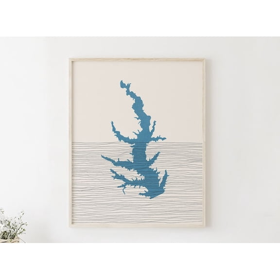 NO frameless Generic Boho Lake Conroe Texas Wall Art Print Poster Lakehouse Decor Earthy Tones