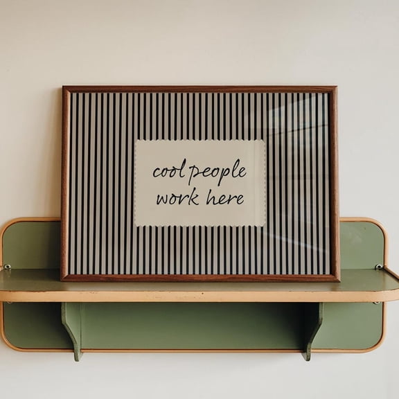 NO frameless Generic Cool People Work Here Modern Black Striped Quote Office Wall Art Poster Print Monochrome