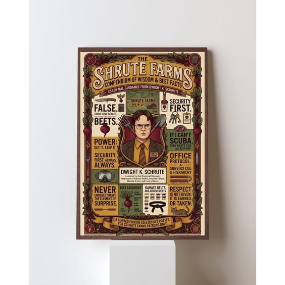 NO frameless Generic Dwight Schrute Beet Farm Vintage Sitcom Quote Wall Art Print Poster Multicolor