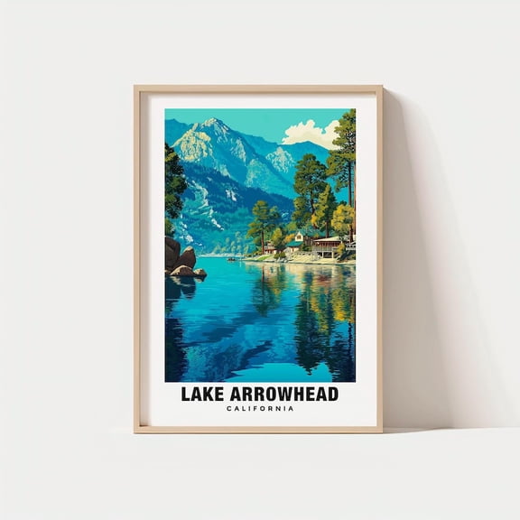 NO frameless Generic Lake Arrowhead California Mountain View Poster Wall Print Unframed