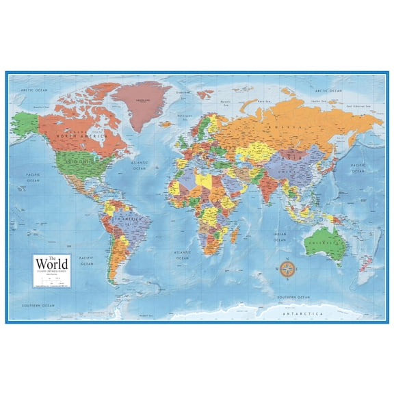[NO frameless] Swiftmaps World Premier Wall Map Poster Mural Large Multicolor