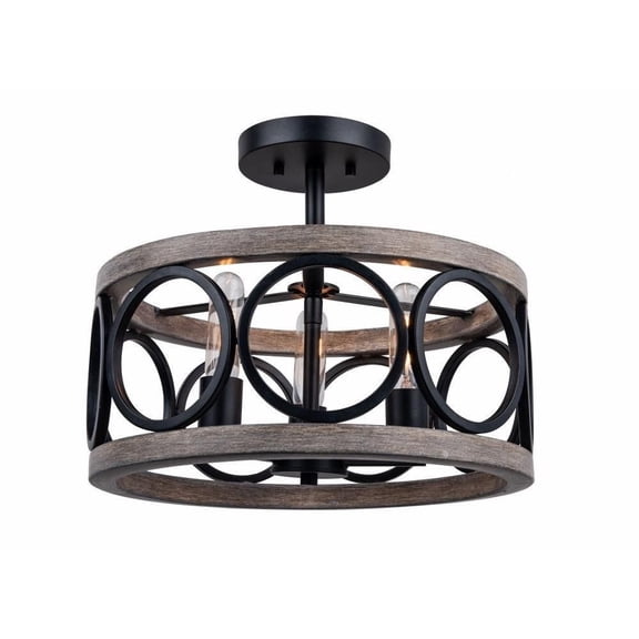 Open Box NO303C-Brio Lighting-Nora - 3 Light Semi-Flush Mount-13.07 Inches Tall and 15.8 Inches Wide-Silver Finish
