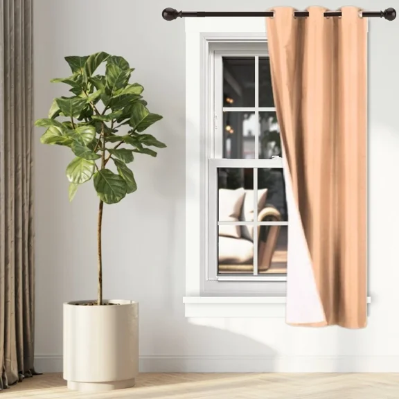 Gorgeous Home Linen 1-Piece Thermal Lined Blackout Window Curtain Silver Grommets (Gold, 63" Length ) K34