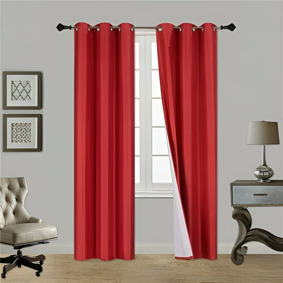 NOA 3 Layered Red Blackout Curtains, 35” x 63” (1 Panel)