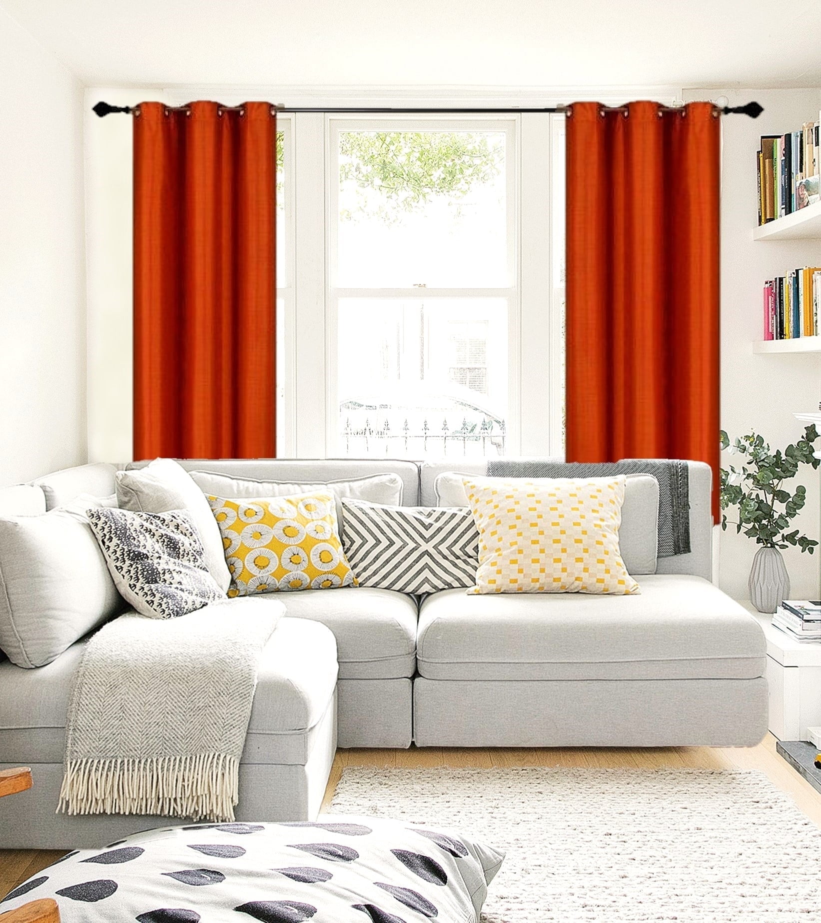 NOA Blackout Thick Short Window Curtain Treatment Drapes Grommets Full Light Sun Blocking Brick Color , 63" Length 2 Panels For Kitchen Home Décor