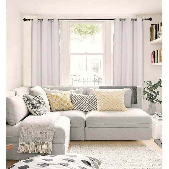 NOA Blackout Thick Short Window Curtain Treatment Drapes Grommets Full Light Sun Blocking Ivory Color , 63" Length 2 Panels For Kitchen Home Décor