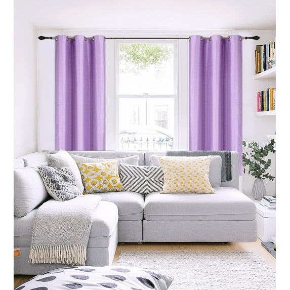 NOA Blackout Thick Short Window Curtain Treatment Drapes Grommets Full Light Sun Blocking Lilac Color , 63" Length 2 Panels For Kitchen Home Décor