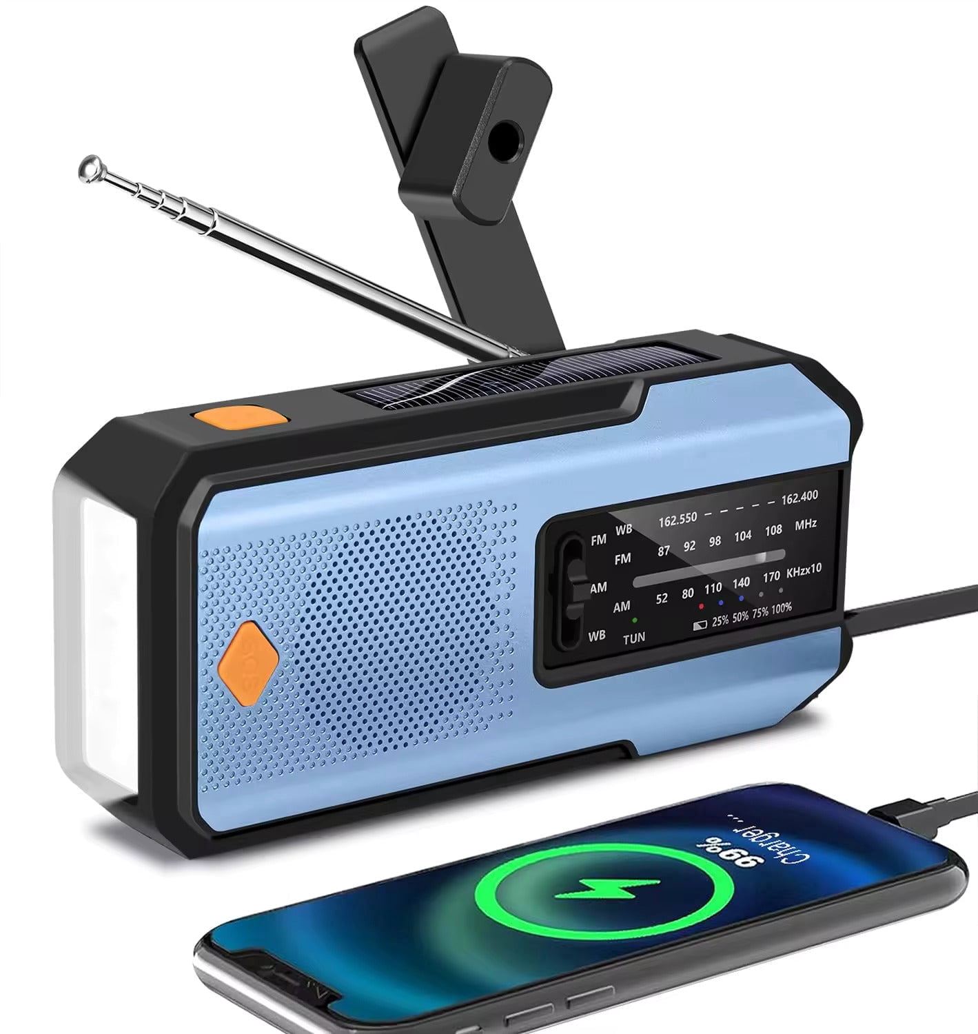 NOAA AM/FM/WB Emergency Weather Radio Flashlight with SOS by Metron Bios  (BLUE)