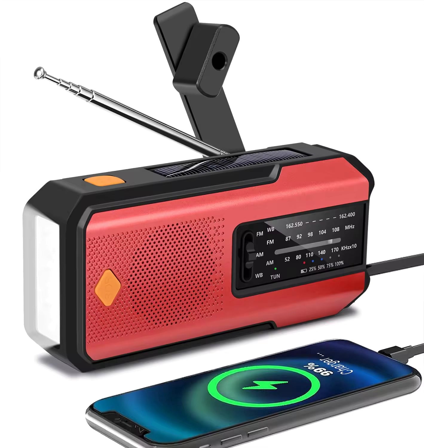 NOAA AM/FM/WB Emergency Weather Radio Flashlight with SOS by Metron Bios  (RED)