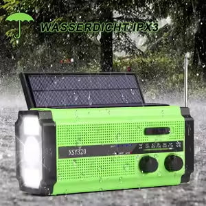 NOAA Emergecy Radio with 2 Solar Panels, AAA Battery Backup, SOS, Reading Light, Flashlight