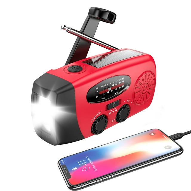 NOAA Emergency Weather Radio, Gychee Portable Solar Radio Hand Crank