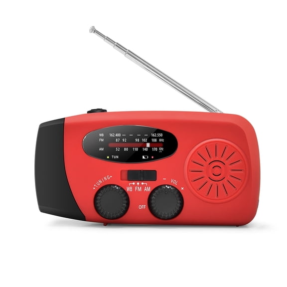 NOAA Emergency Weather Radio: Solar Hand Crank Radio with AM/FM/SW/NOAA Alert, Cell Phone Charger, Flashlight