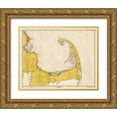 thumbnail image 1 of NOAA Historical Map-Chart 18x15 Gold Ornate Wood Framed with Double Matting Museum Art Print Titled - Nautical Chart - Cape Cod Bay ca. 1970 - Sepia Tinted, 1 of 4