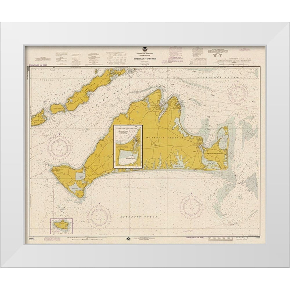 NOAA Historical Map and Chart Collection 17x15 White Modern Wood Framed