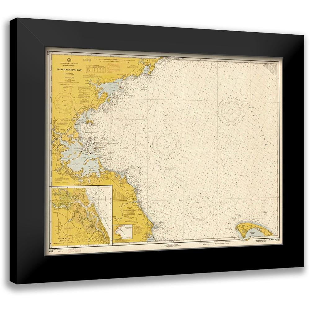 NOAA Historical Map and Chart Collection 18x15 Black Modern Framed