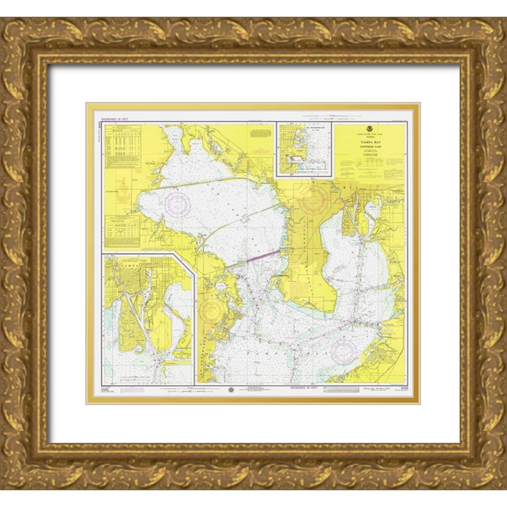 NOAA Historical Map and Chart Collection 22x20 Gold Ornate Wood Framed