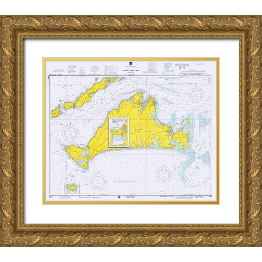 NOAA Historical Map and Chart Collection 24x20 Gold Ornate Wood Framed