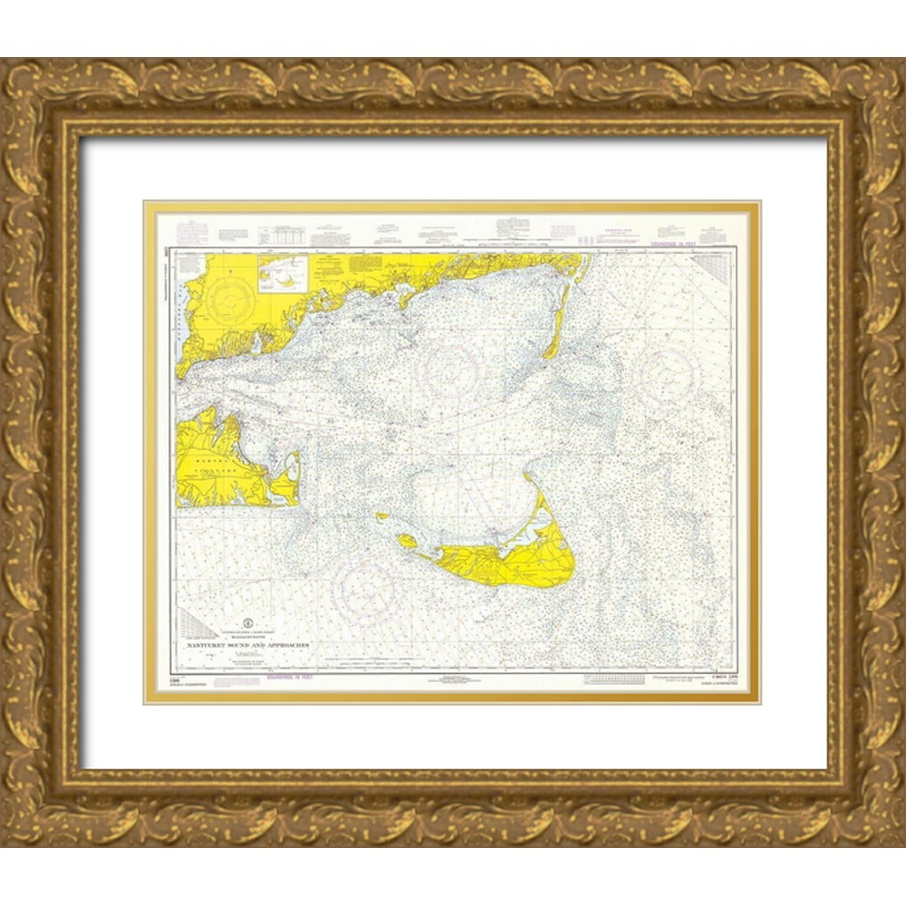 NOAA Historical Map and Chart Collection 24x20 Gold Ornate Wood Framed