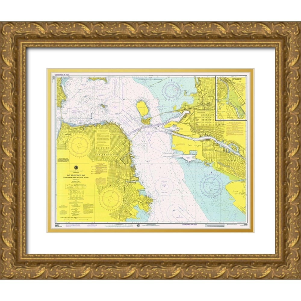 NOAA Historical Map and Chart Collection 24x20 Gold Ornate Wood Framed