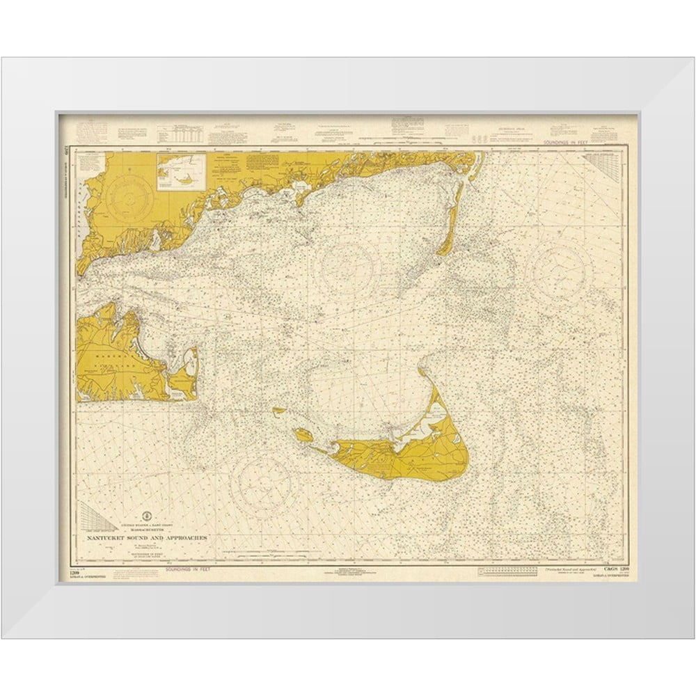 NOAA Historical Map and Chart Collection 31x26 White Modern Wood Framed