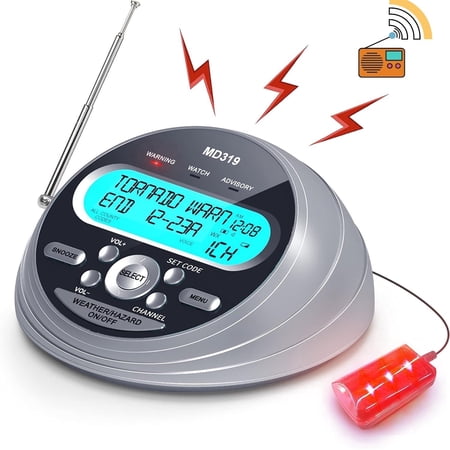 Greadio NOAA Weather Radio with Alert, S.A.M.E. Localized Programming Emergency Weather Radio, Weather Radio with Battery Backup, Warning Light for Emergency & Hurricane